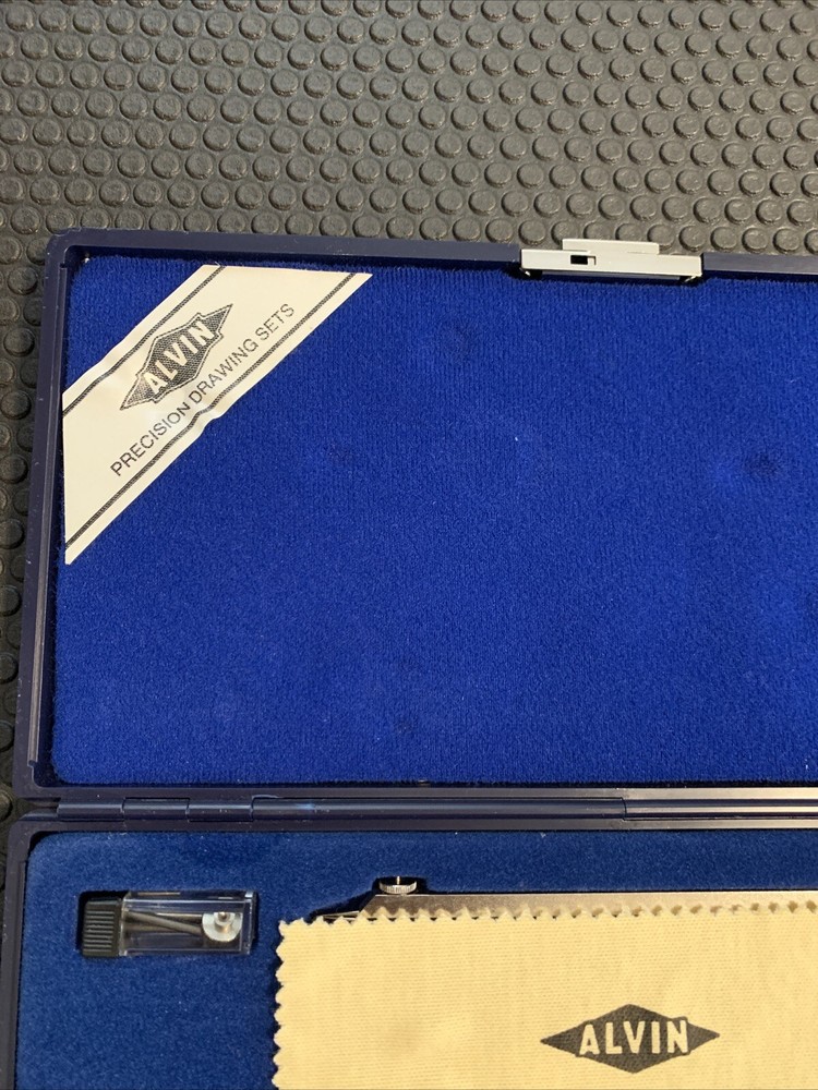 Alv￼in Vintage Precision Drawing Drafting Compass Tools In Shadow Box Lined Case