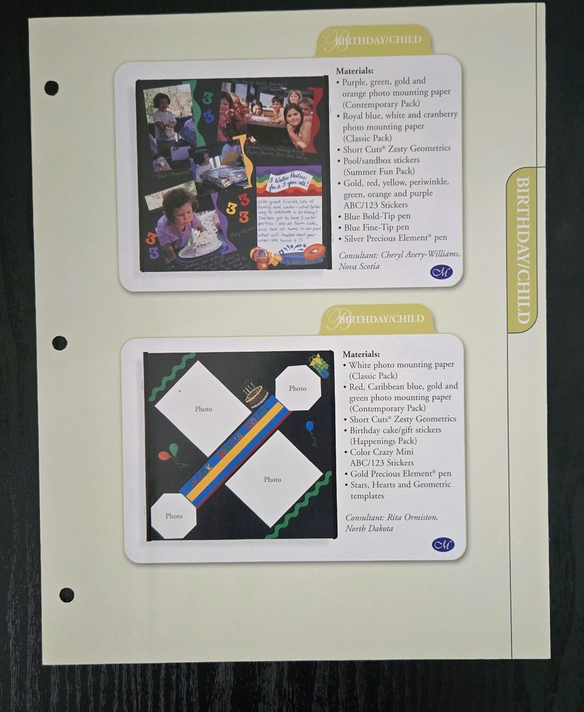 Creative Memories Page Patterns Dividers & Idea Sheets plus FREE CM BINDER! NEW!