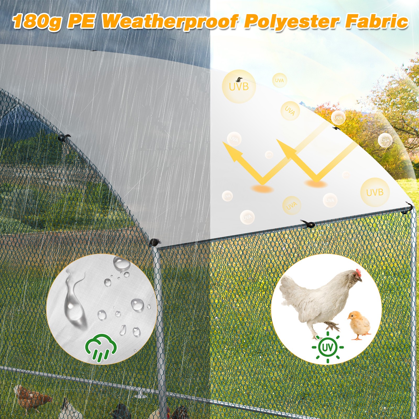 Metal Walk In Chicken Coop 6.5 x 10FT Run Cage Hutch Hen House Enclosure Outdoor