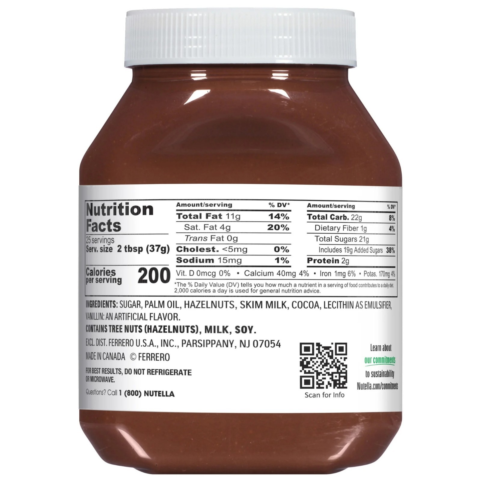 Nutella Hazelnut Spread with Cocoa for Breakfast, 33.5 oz Jar , Free Shipping