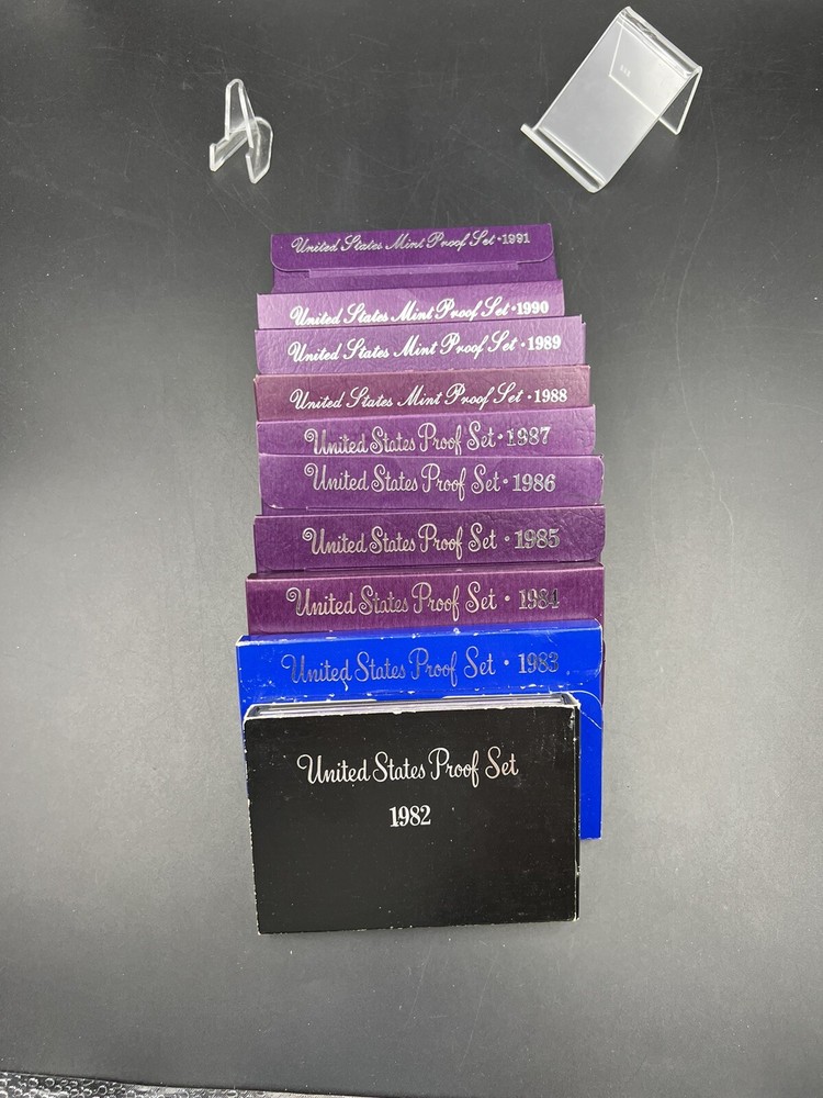 Complete Set 1982 – 1991 10 Proof Sets Lot US Mint OGP
