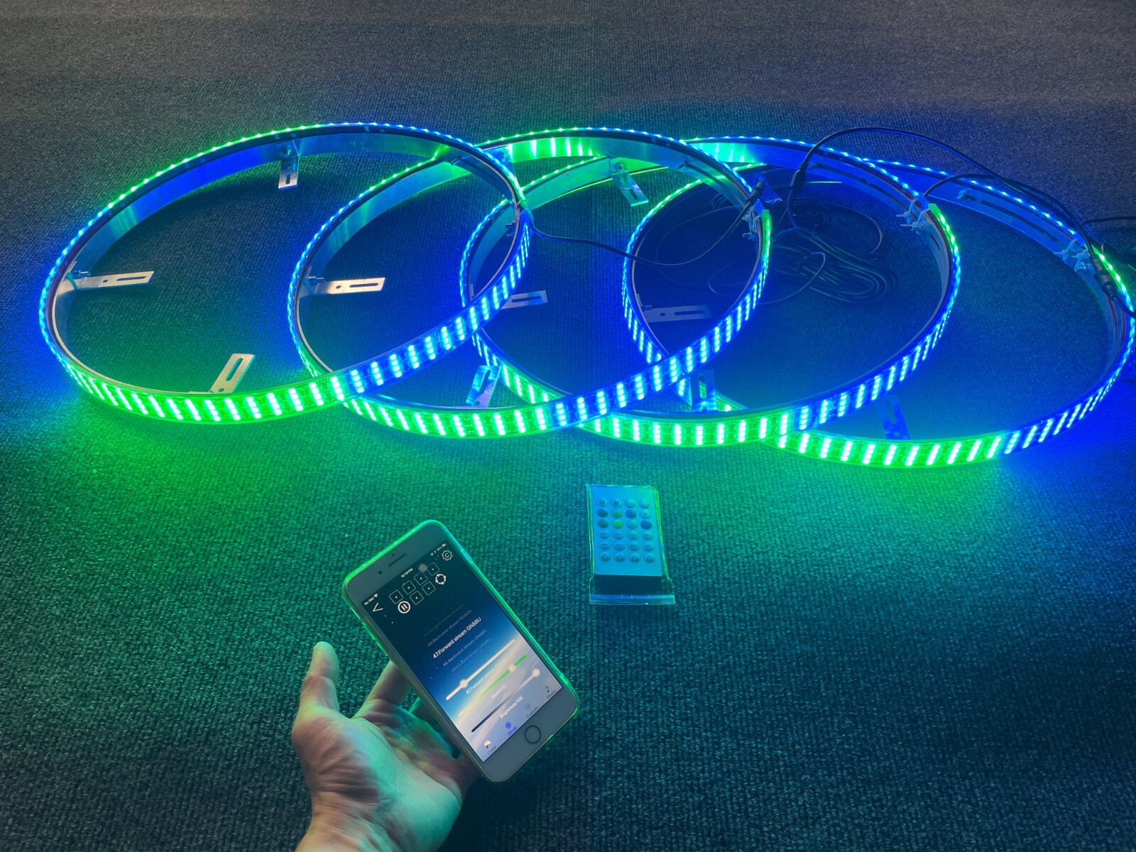 17.5" x4PCS Wheel Lights for Truck CHASING Quad Row LEDs Brightest APP + Remote