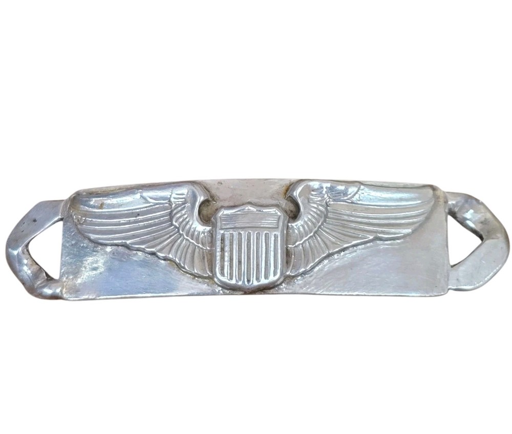 Vintage WWII Theater Made Pilot Aviator Sterling Silver Wings For Bracelet