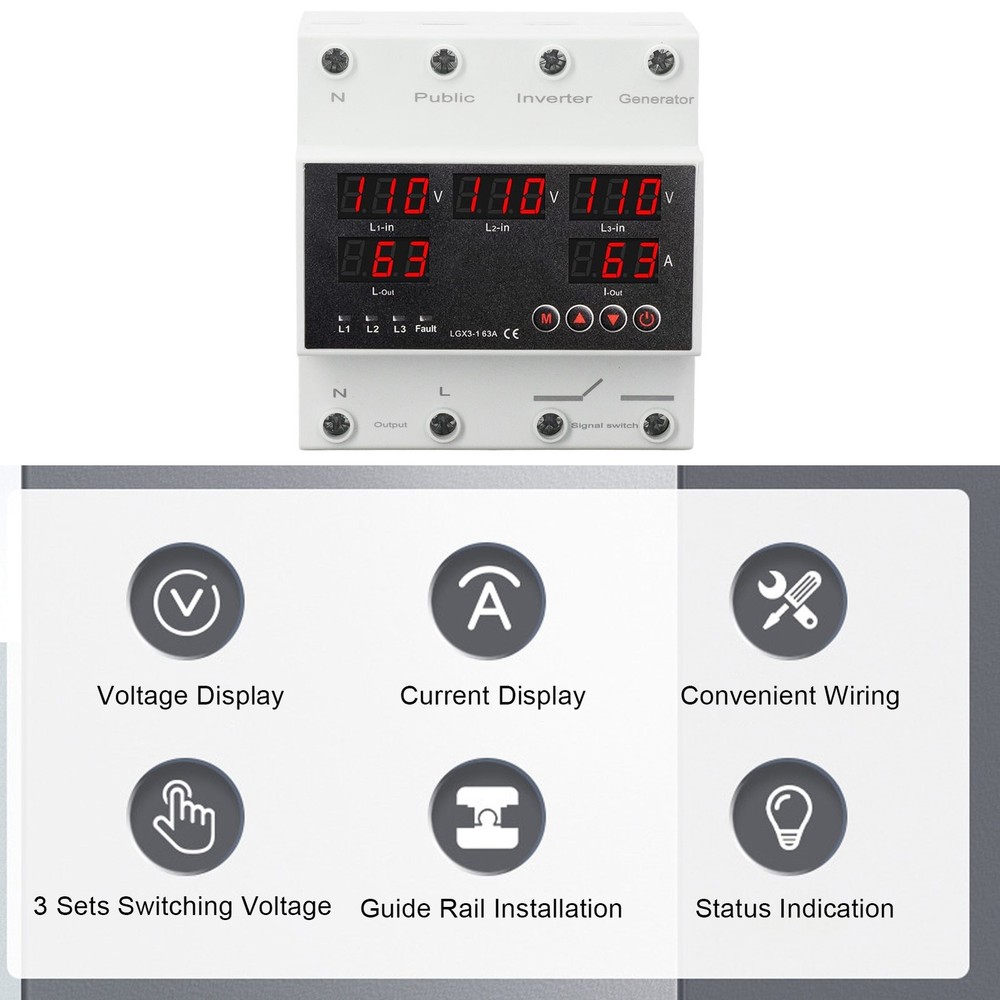 ´AC110V 3 Phase 4 Wire Automatic Transfer Switch 63A Changeover Switch Voltage