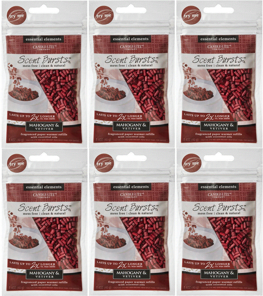 6 Pack Essential Elements Scent Bursts Mahogany & Vetiver