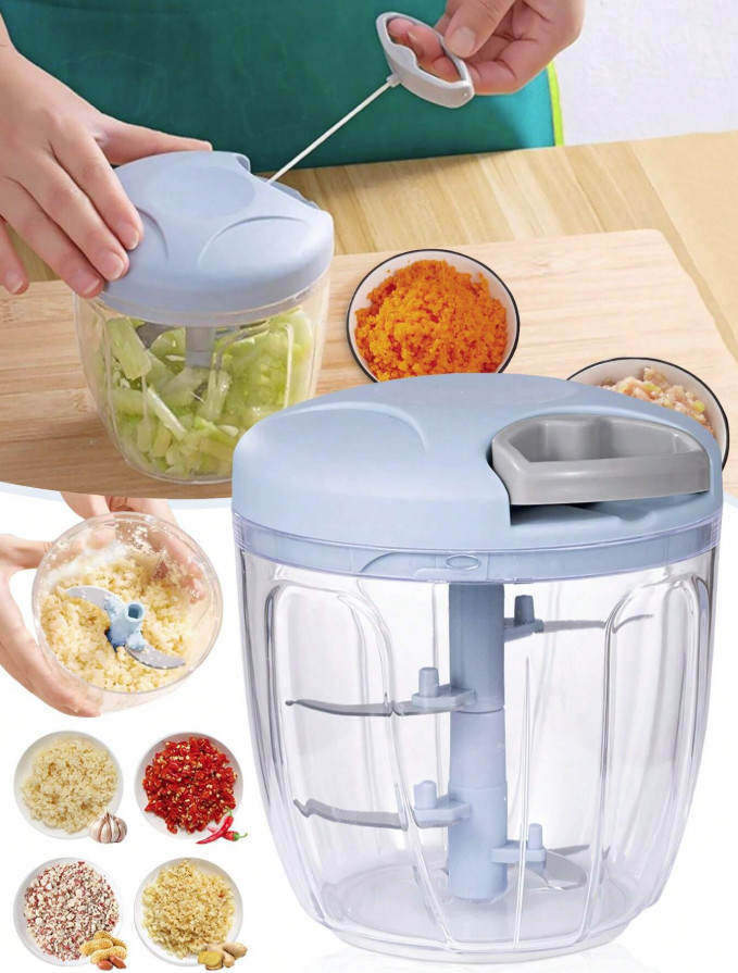 1pc Manual Pull-String Food Chopper – Handheld Veggie & Herb Cutter - NEW