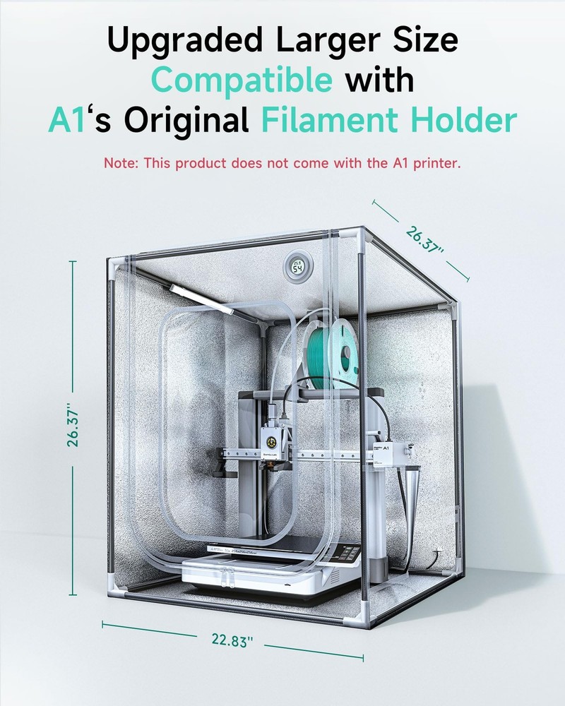 TOPCUBE 3D Printer Enclosure for Bambu Lab A1, Upgraded Large For Grey