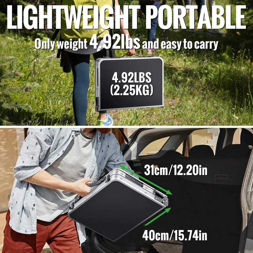 2ft Folding Camping Table, Portable Folding Picnic Table with 3-Height Adjust...