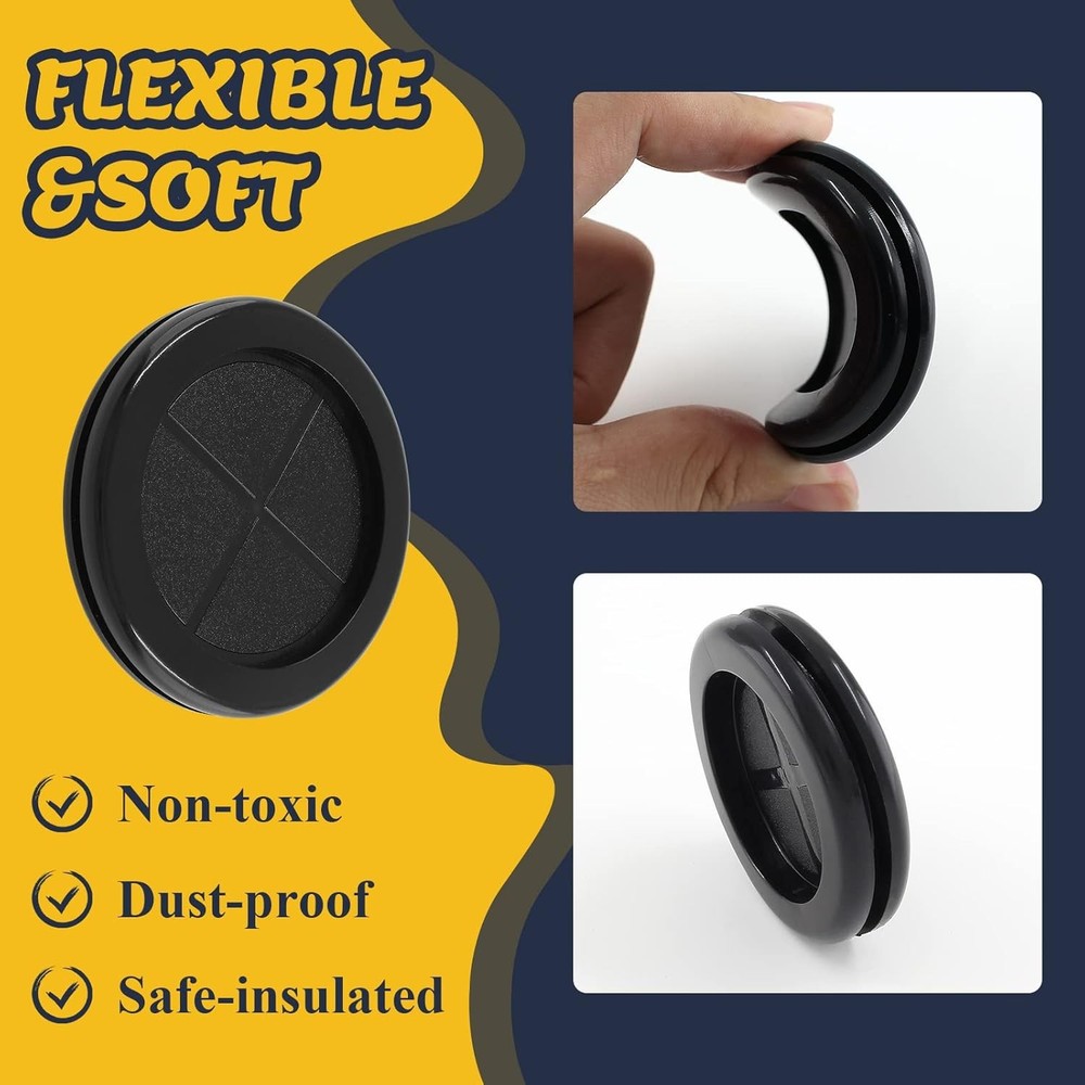 6pcs 2" ID 2-3/8" Drill Hole Rubber Grommets, Firewall Plug