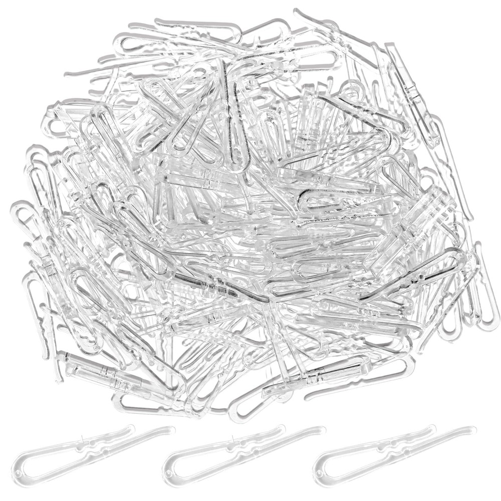 200Pcs Clear Plastic U Shape Alligator Clips, 1.5” Transparent