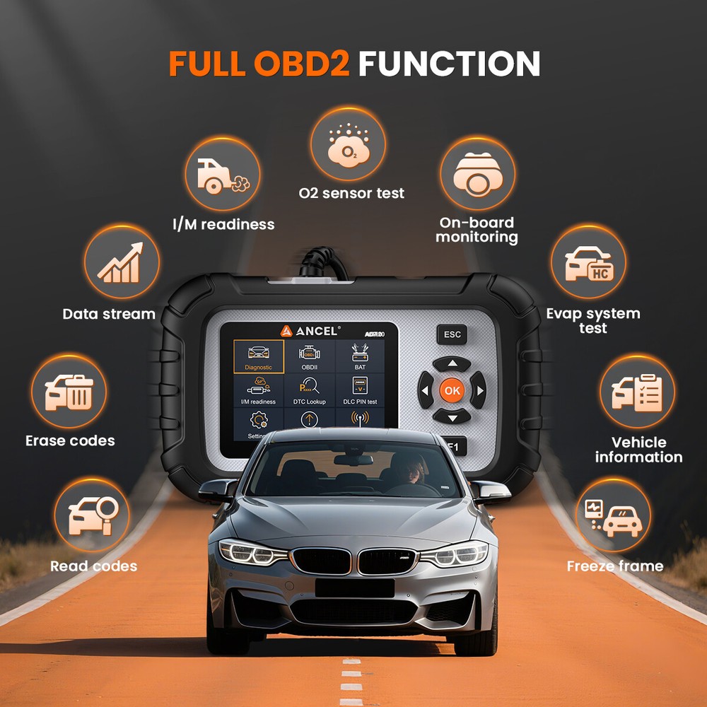 ANCEL Fit For Buick BMW OBD2 Scanner ABS SRS Code Reader Car Diagnostic Tool