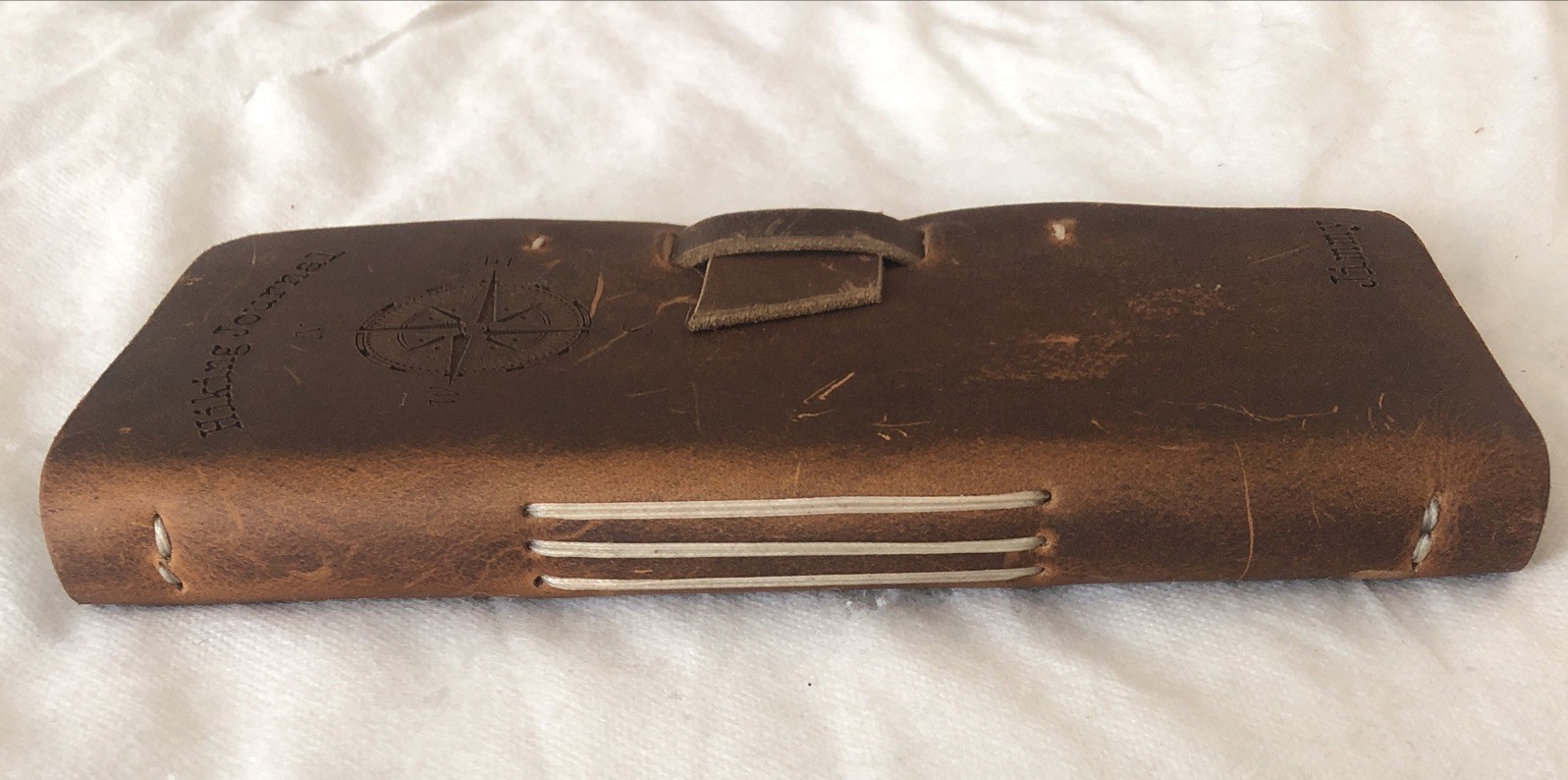 Vintage Brown Leather Hiking Journal Logbook W/Hiking Log Paper Inserts Free S/H