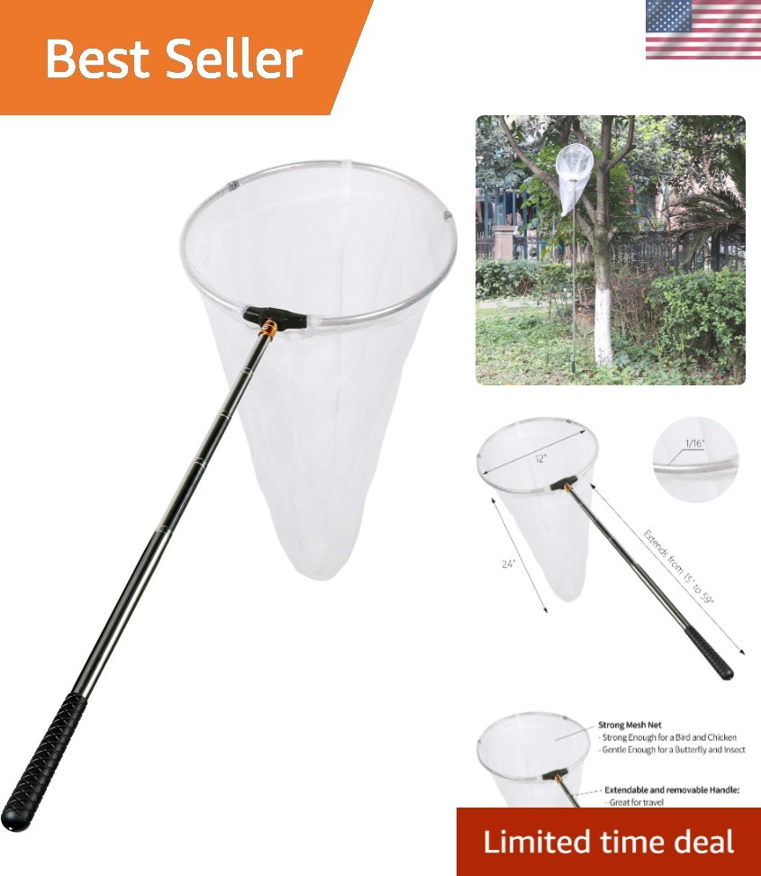 Professional Bug Catching Net with Telescopic 59" Handle, Multi-Species Capture
