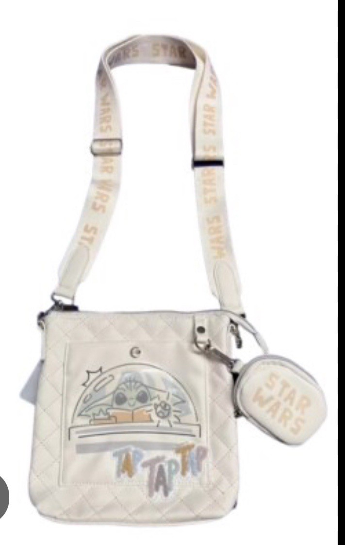 Disney Parks 2023 Star Wars Grogu Crossbody Bag with Coin Purse White
