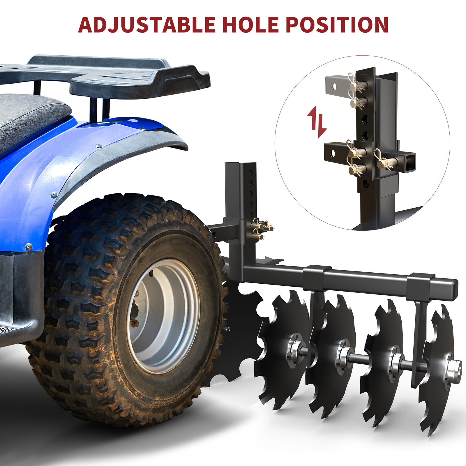 32" Cut Width Disc Plow Harrow With 2" Receiver Hitch Mount for ATVs /UTVs Heavy