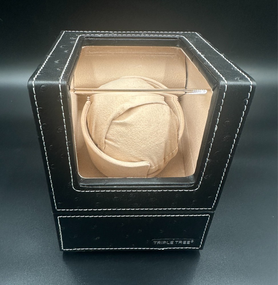 Triple Tree Single Automatic Watch Winder – Quiet Motor – Black Display Case