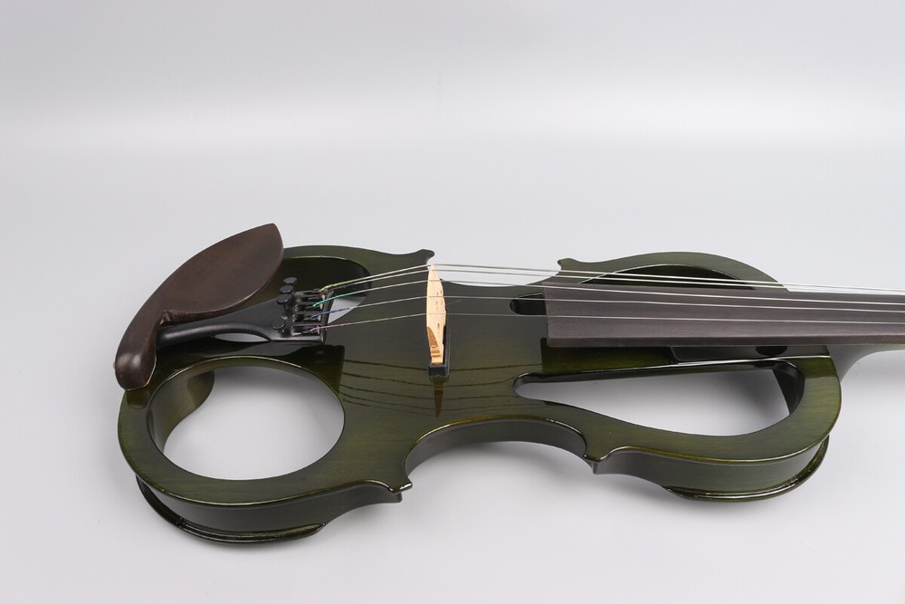 5String Advanced Electric Silent Violin 4/4 Free Case Nice Tone Dark Green #EV5