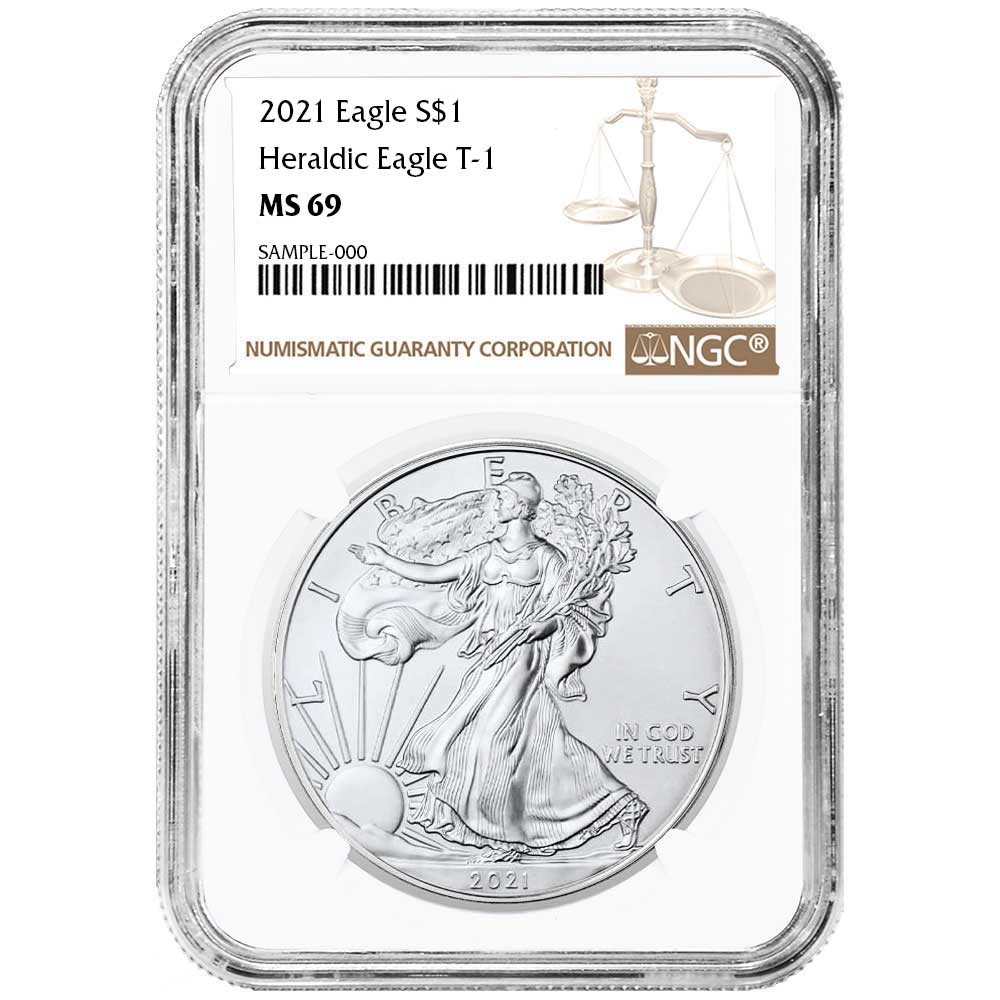 2021 $1 Type 1 American Silver Eagle NGC MS69 Brown Label