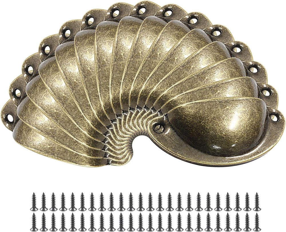 24pcs Antique Cup Drawer Pulls, Brass Bronze Bin 24pcs-Small,