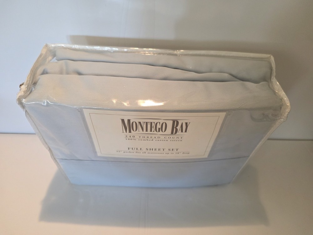 MONTEGO BAY 240 THREAD COUNT SHEET SET - 100% COMBED COTTON SATEEN - FULL
