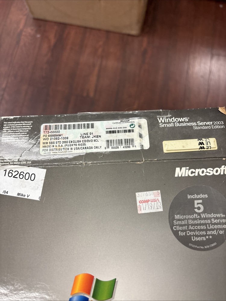 Microsoft Windows Small Business Server 2003 Standard 5-user With Product key