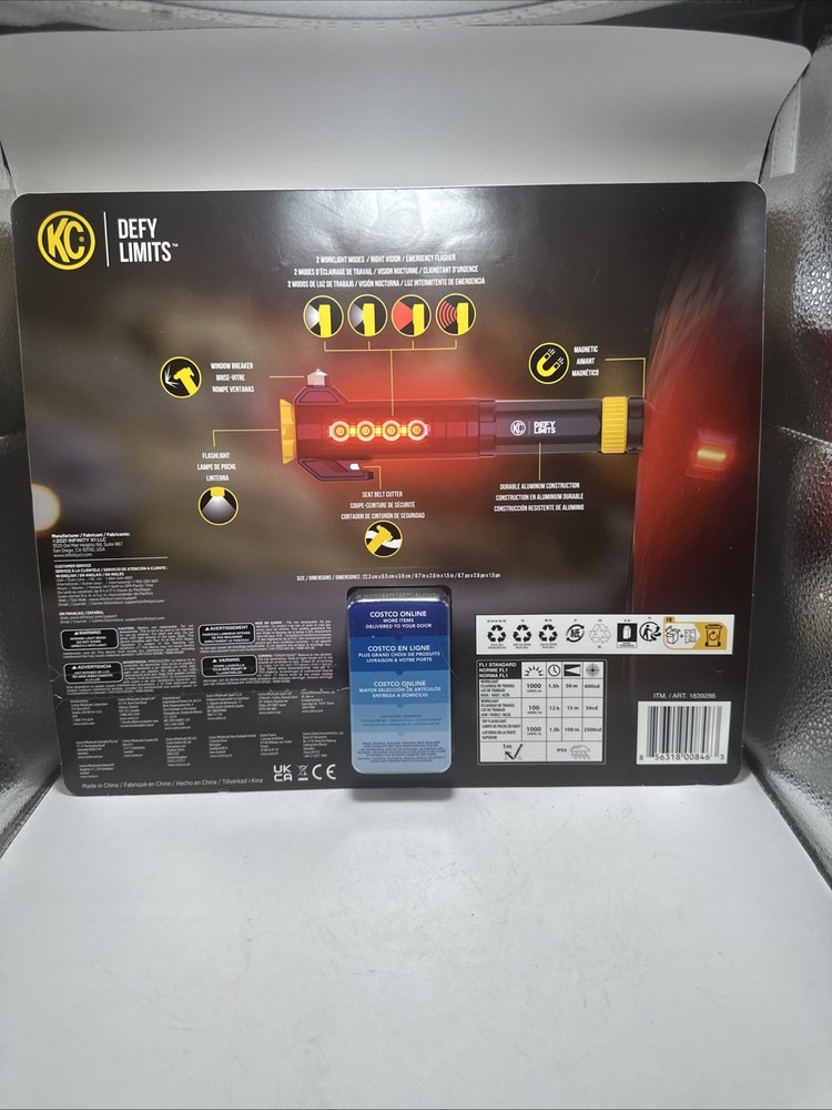 KC Auto Light with Emergency Tool, 2 Pack 1000 Lumen Rechargeable Flashlight Set