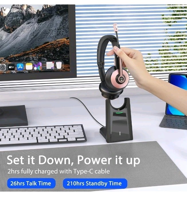 Earbay Wireless Headset With Microphone Black BT786C-D