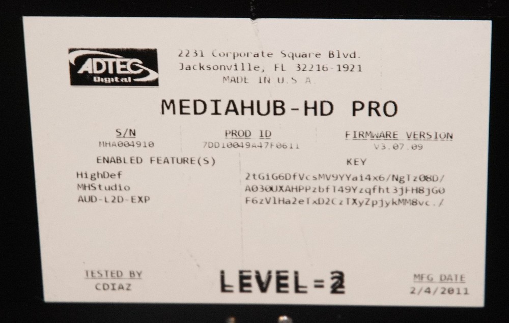 Adtec Digital MediaHUB-HD Pro MPEG-2/4 Broadcast Encoder Decoder, Untested
