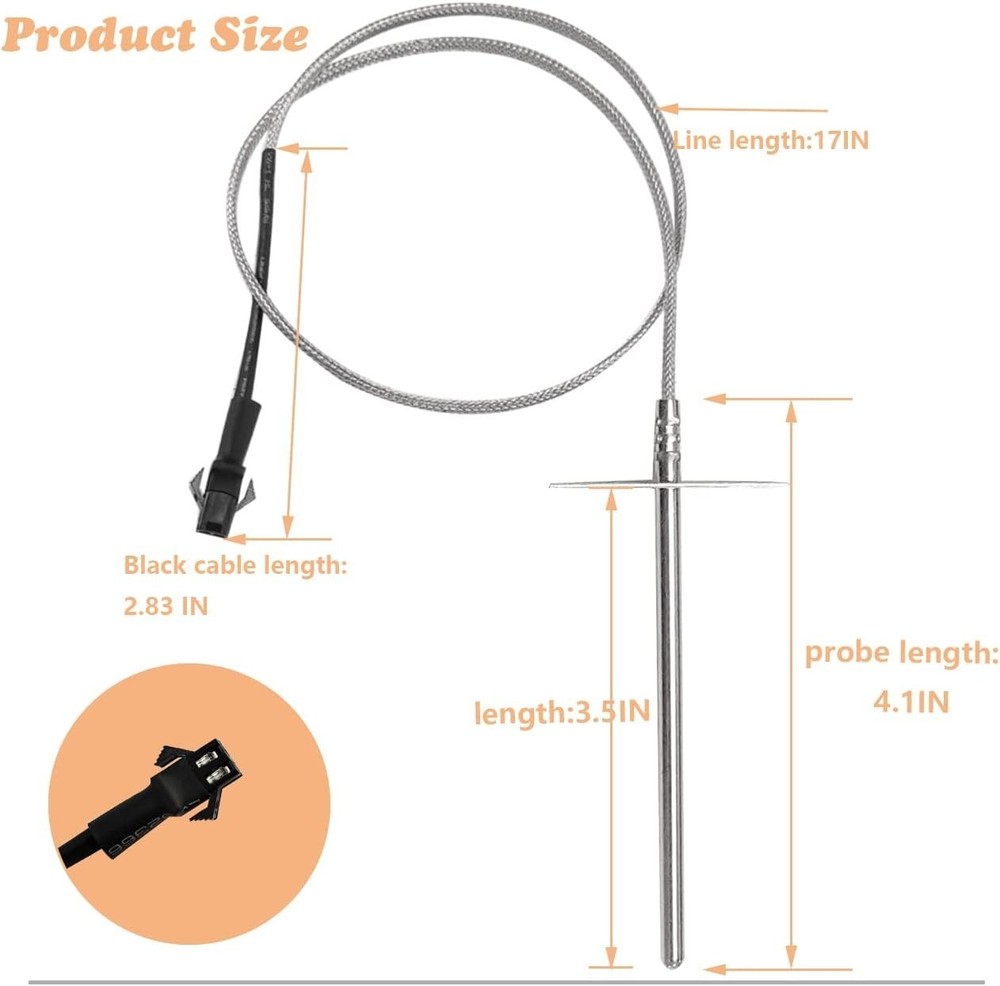 Replacement RTD Temperature Probe Sensor, Compatible with Pit Boss Pellet Gri...