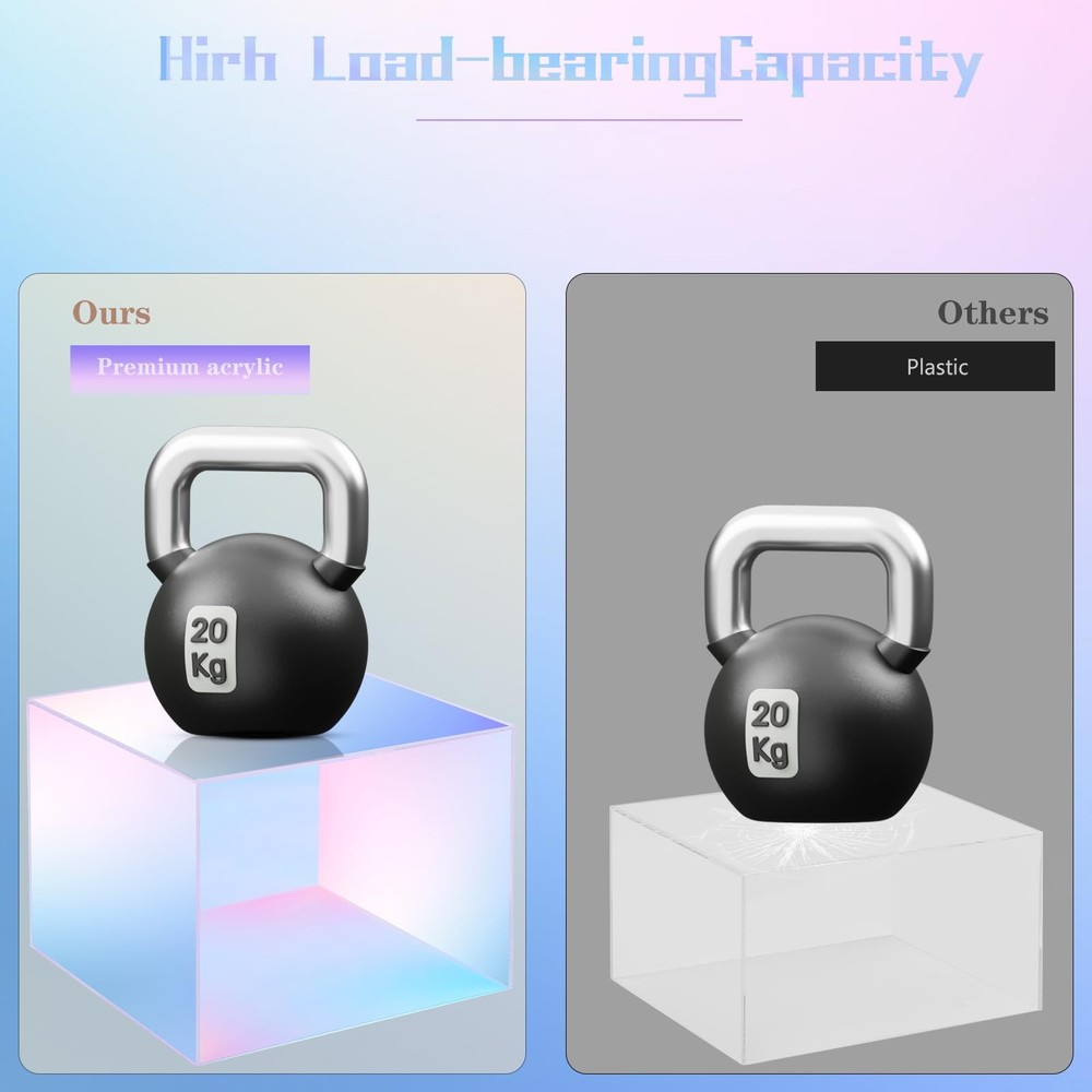 Iridescent Acrylic Cubes Display , 3pcs Stackable Risers Display Stands, Rain...