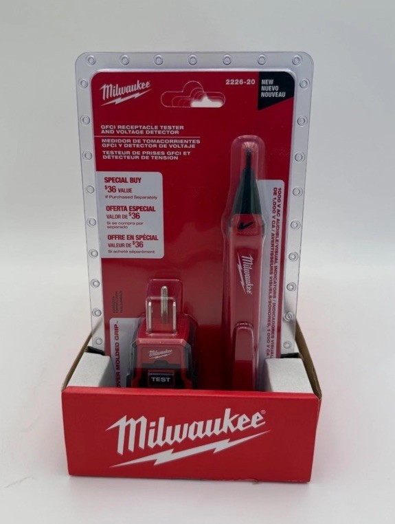 Lot of 6 Milwaukee Non-Contact Voltage & GFCI Receptacle Premium Test Kit2226-20