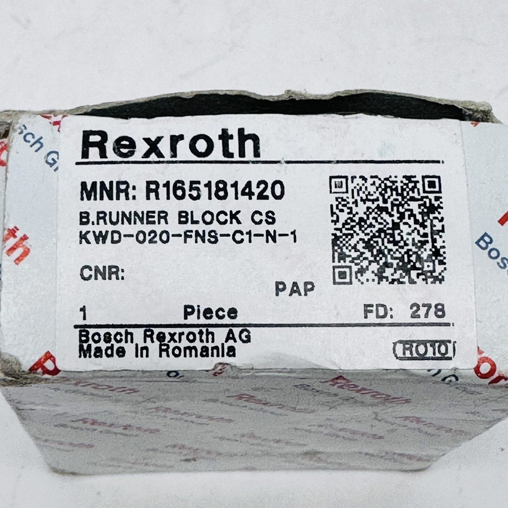 REXROTH LINEAR GUIDE CARRIAGE R165181420 B. RUNNER BLOCK CS
