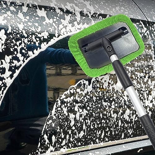 Car Windshield Cleaner, Microfiber Auto Cleaning Wiper with Green-Rectangle