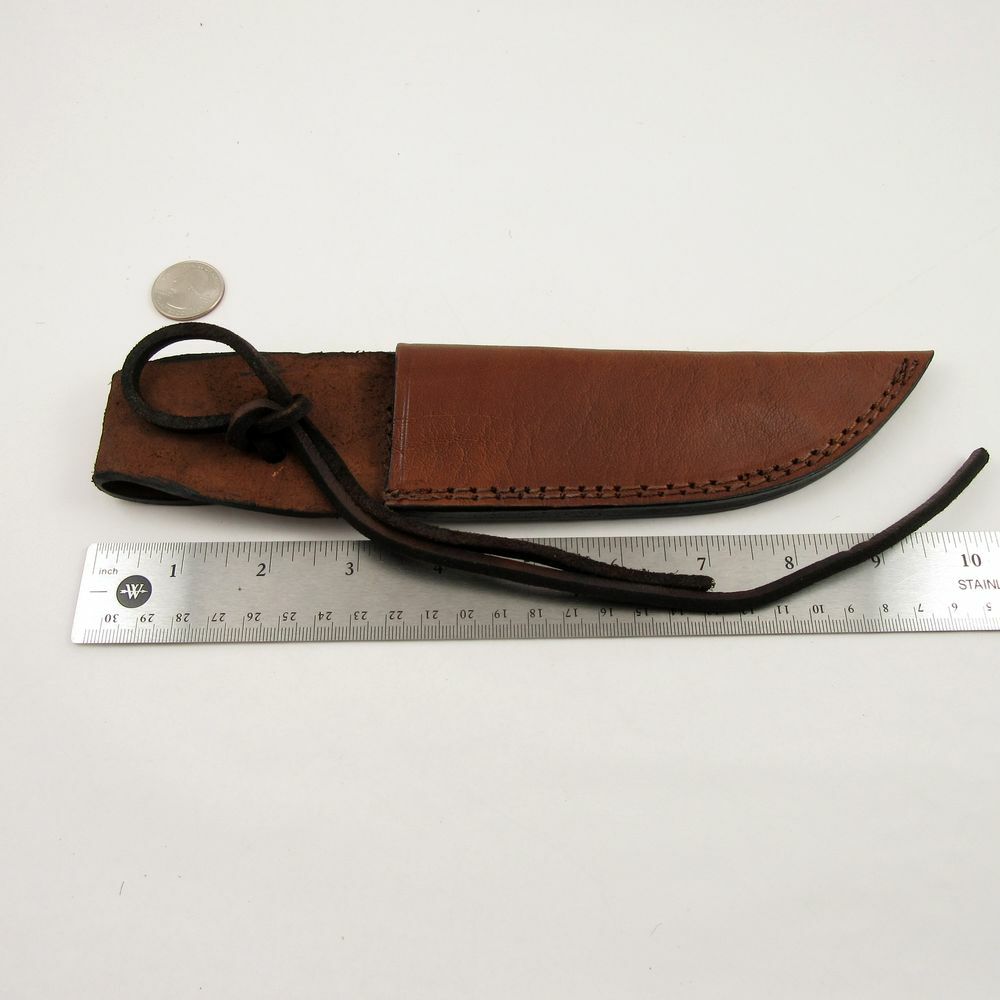 Knife Sheath Leather Belt Fixed-Blade Brown 10" - Fits Blade up to 5.5" x 1.25"