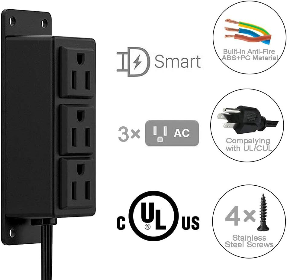 Surface Mounted Power Strip 3 AC Grounded Outlets Mountable Power Strip Socket A