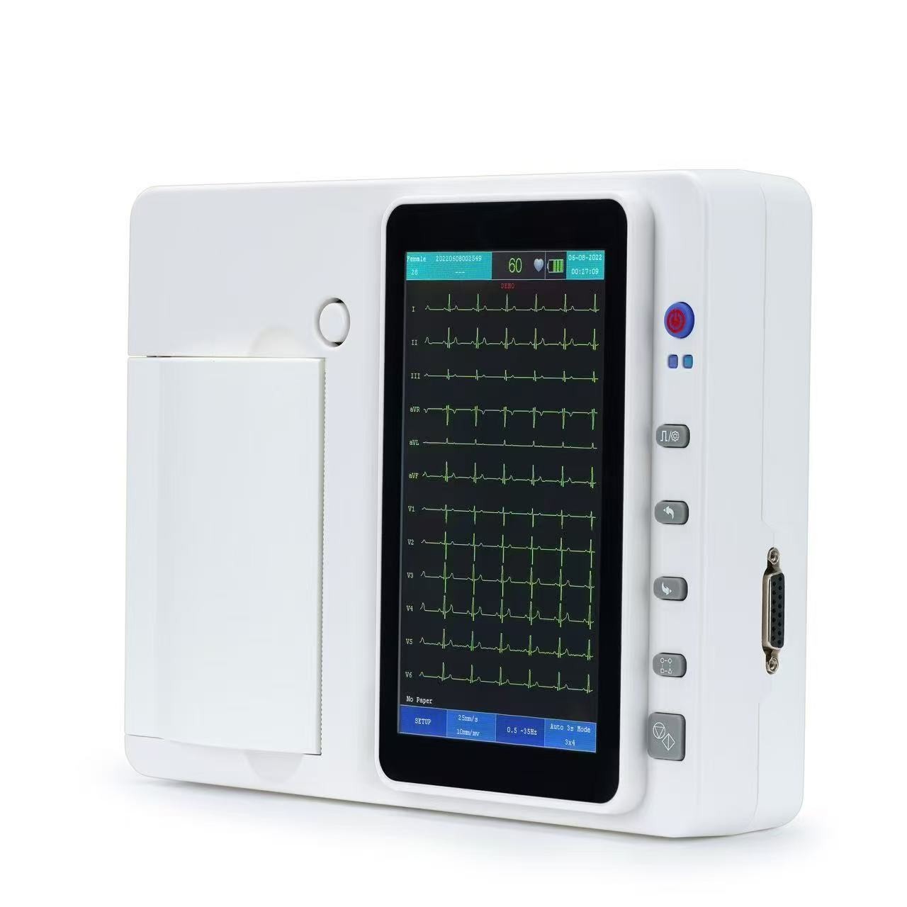 3 Channel 12 Lead 7 Inch Touch Screen ECG EKG Machine With PC software