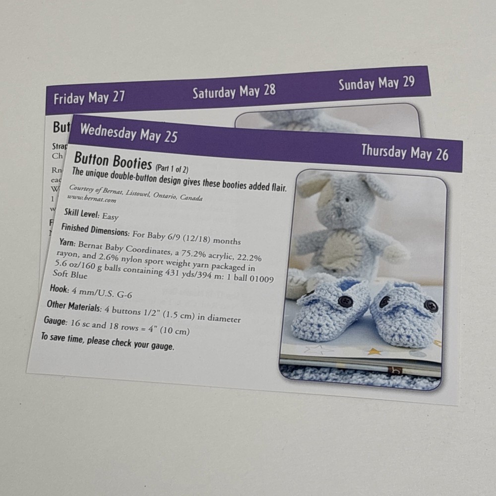 Button Botties Baby Size Crochet Pattern Cards Pages