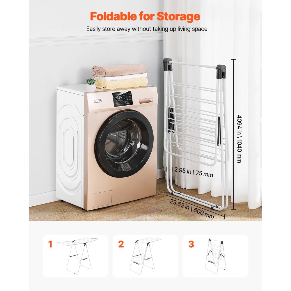 2-Tier Clothes Drying Rack, Laundry Rack with Adjustable Height