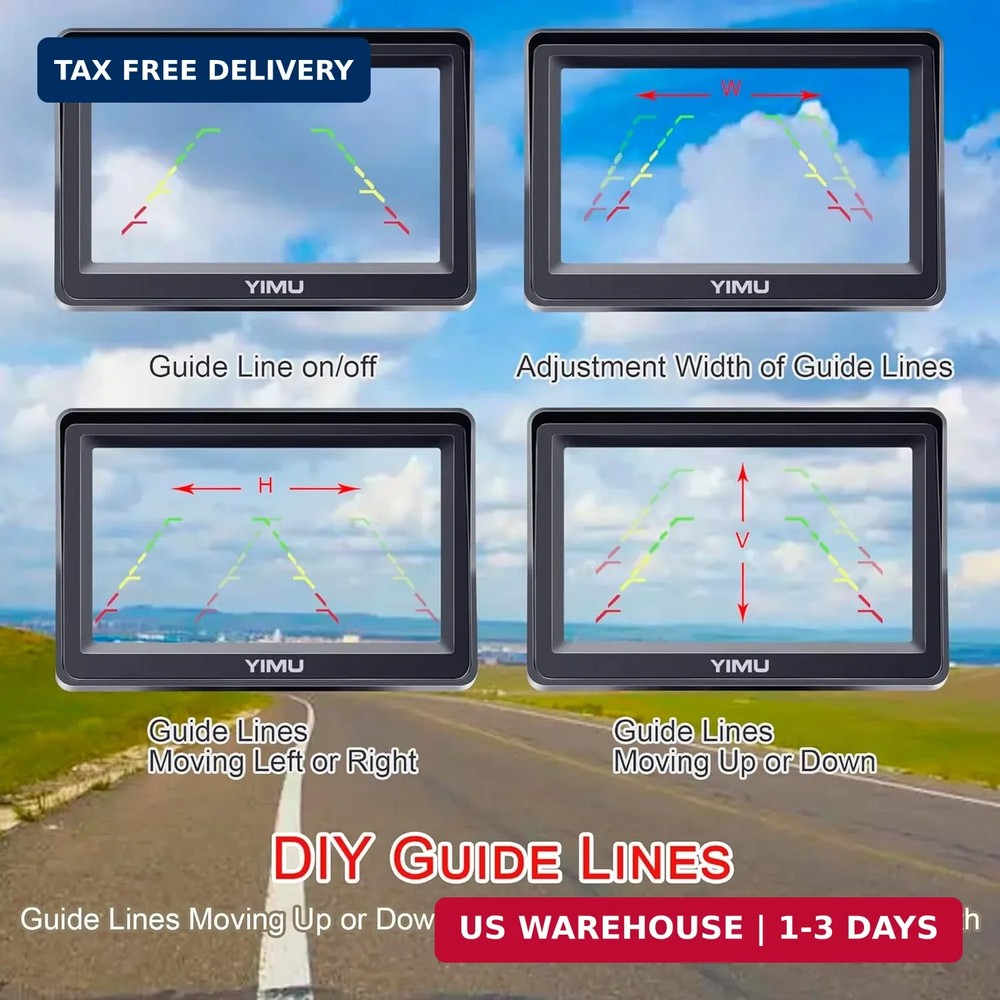 YIMU Backup Camera System with License Plate Backup Reverse Camera, Easy Install
