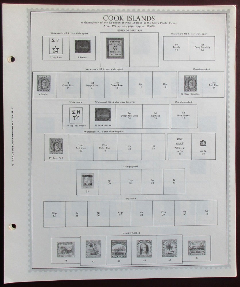 Cook Islands: Clean Set of Unused Minkus Supreme Global Pages to 1973