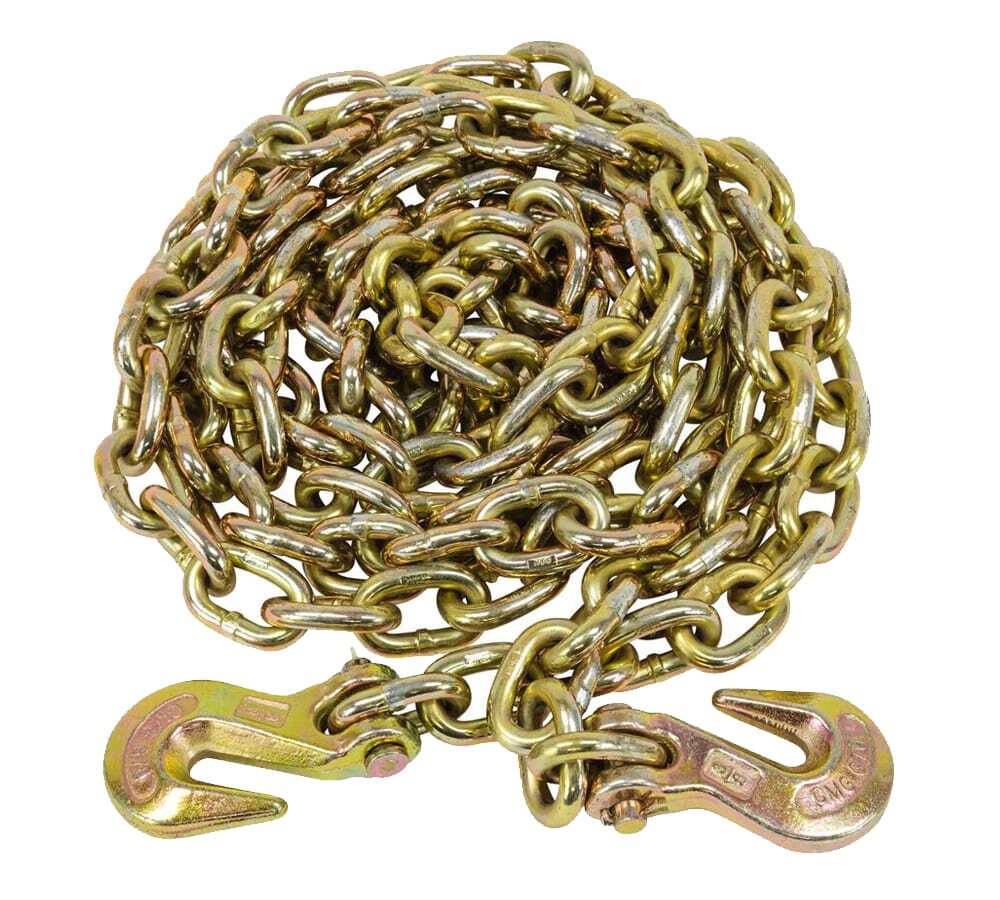 (2 Pack) NEW 3/8"x20' Grade 70 Transport Chain MADE IN USA! With G70 Grab hooks