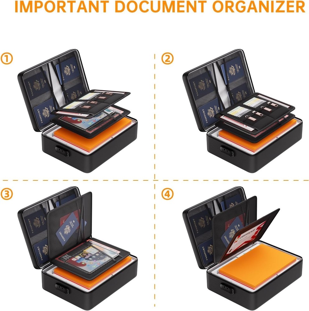 Upgraded Fireproof File Organizer, Lockable Bag
