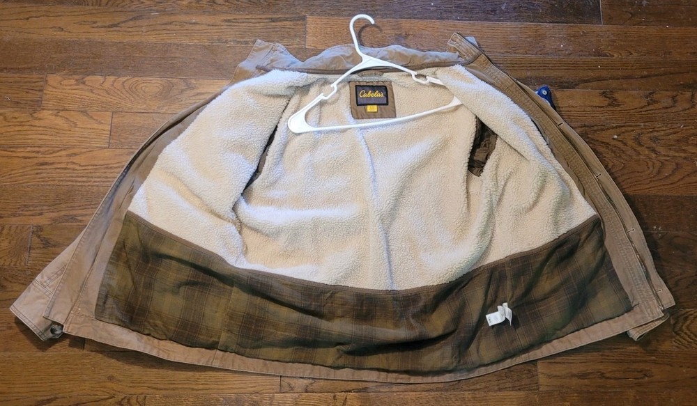Cabelas Tan Hunting Jacket Lined Size Large Regular
