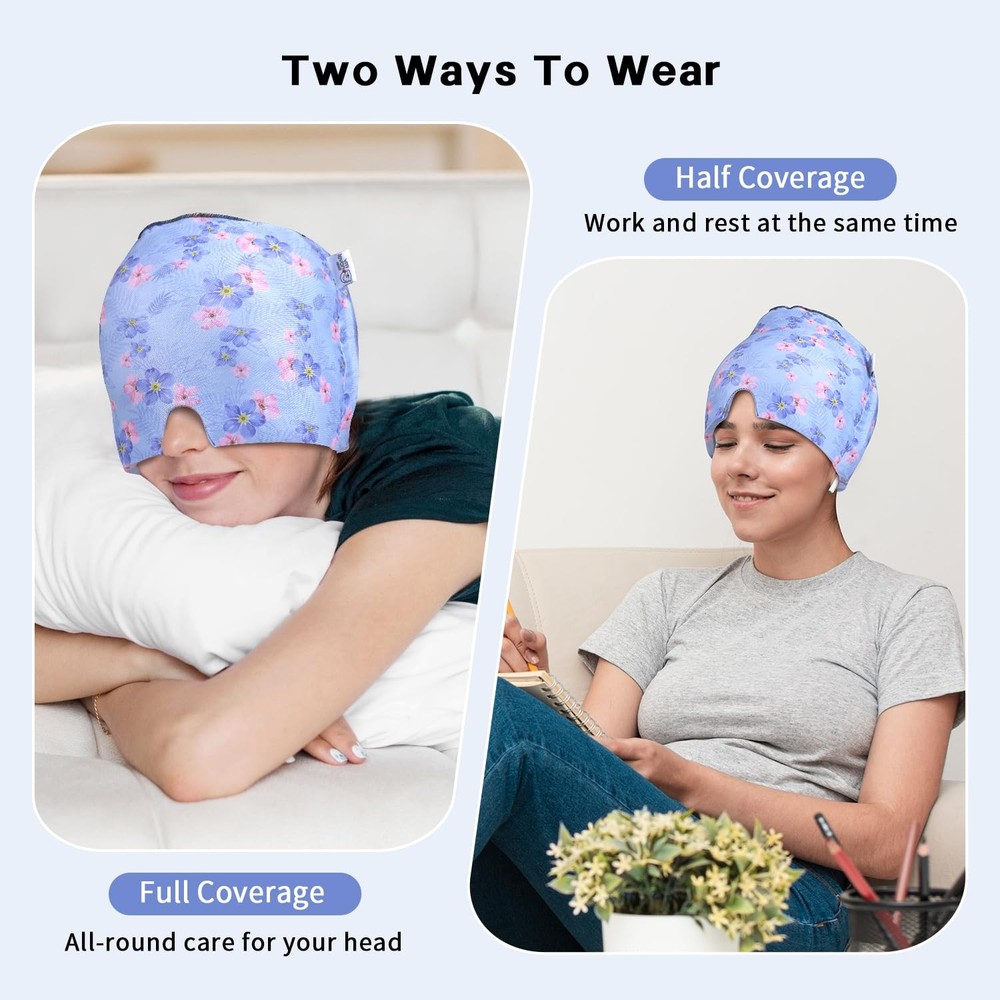 Migraine Cap, Cooling Eye , Cooling 2 Pack Set, Headache with Hot/Cold , Inst...
