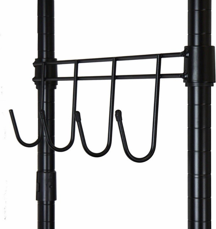 Heavy Duty Rolling Garment Rack Adjustable Shelves Hooks Black