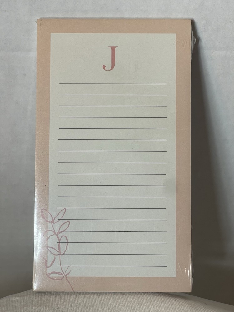 Notepad/Listpad Personalized Letter J.  80 Pages. Lined And Plastic Wrapped