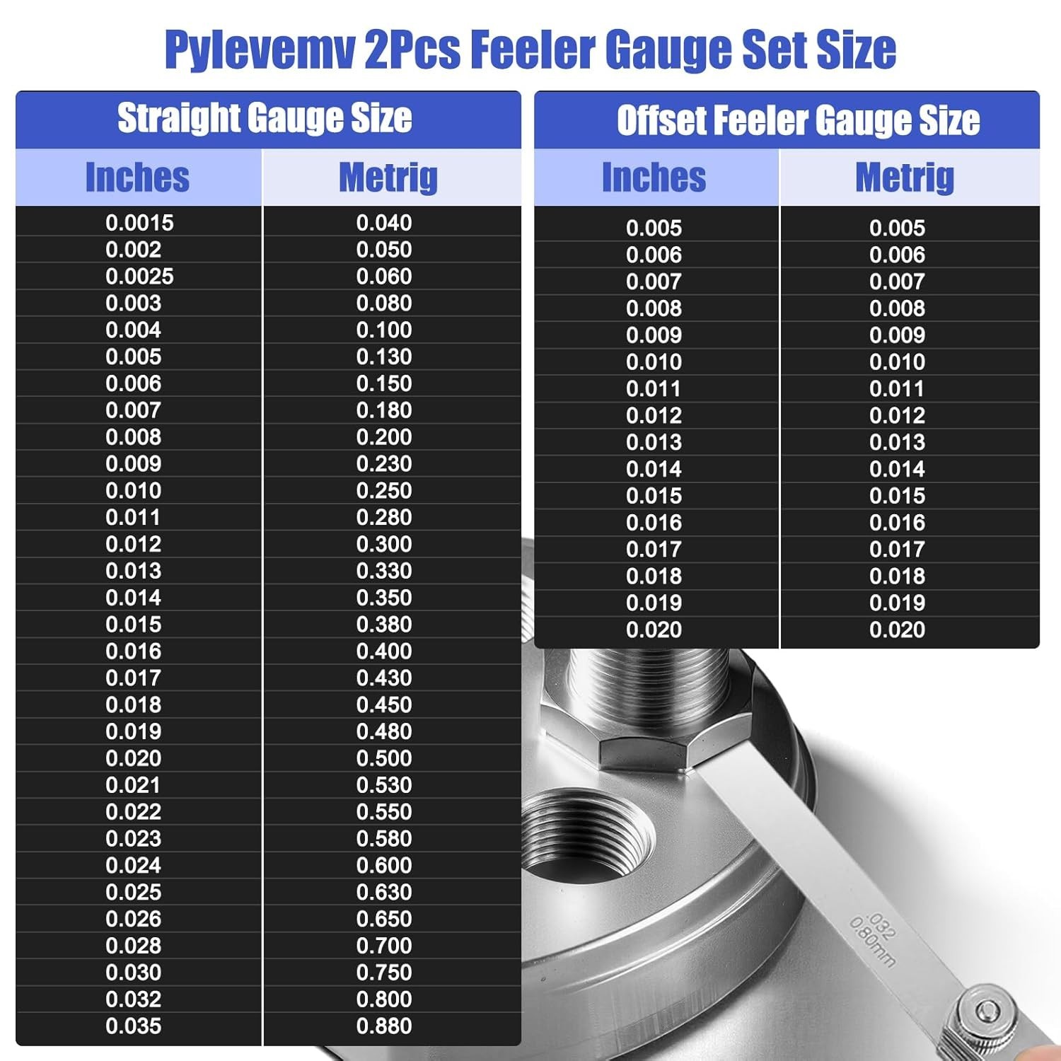 Calibrador De Valvulas Medir Espesores 16 Hojas Juego De Galgas Acero Inoxidable