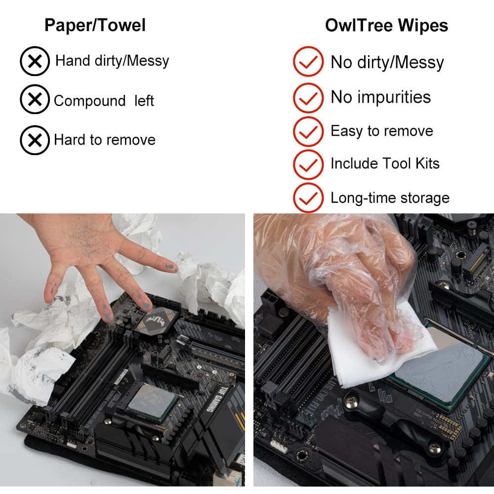 Thermal Paste Remover Kit 20 Wipes for CPU GPU Heatsink Cleaning Maintenance
