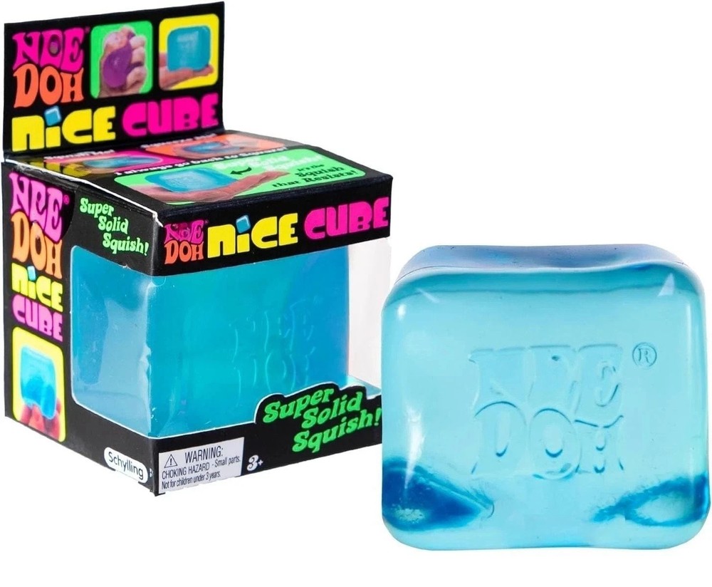 NeeDoh Nice Cube Blue Nicecube Solid Squish Cube Sensory Squeeze Ice Block Toys
