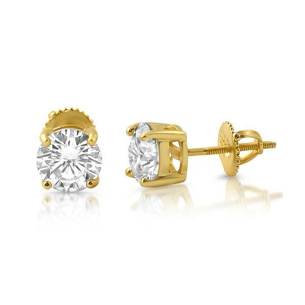 Certified D Color VVS1 Moissanite Solitaire Stud Earrings Screwback